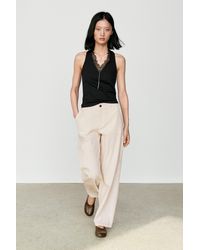 MASSIMO DUTTI - V-Neck Lace Trim Top - Lyst