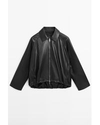 MASSIMO DUTTI - Oversize Nappa Leather Jacket - Lyst