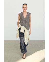 MASSIMO DUTTI - Cotton Blend Heathered Knit Top - Lyst