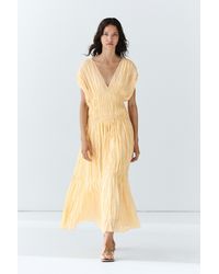 MASSIMO DUTTI - Flowing Midi Dress With Gathers - Lyst