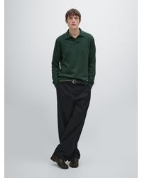 MASSIMO DUTTI - 100% Wool V-Neck Knit Polo Sweater - Lyst