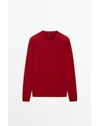 MASSIMO DUTTI - Wool Blend Round Neck Knit Sweater - Lyst