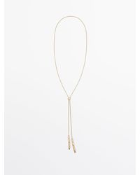 MASSIMO DUTTI - Long Necklace With Textured Double Piece - Lyst