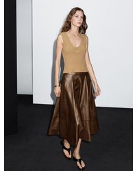 MASSIMO DUTTI - Falda Midi Vuelo Piel Napa - Lyst