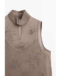 MASSIMO DUTTI - Semi-Sheer Top With Embroidered Details - Lyst