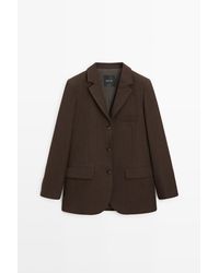 MASSIMO DUTTI - Wollen Blazer Met Knoopdetail - Lyst