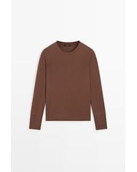 MASSIMO DUTTI - T-Shirt Met Lange Mouw Van 100% Katoen - Lyst