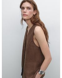 MASSIMO DUTTI - Lange Weste Aus Leinen Mit Gewebe-Detail - Lyst