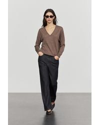 MASSIMO DUTTI - 100% Wool V-Neck Knit Sweater - Lyst