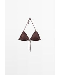 MASSIMO DUTTI - Glanzende Bikinitop Met Ruches - Lyst