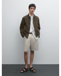 MASSIMO DUTTI - Bermuda Con Pince 100% Lino - Lyst