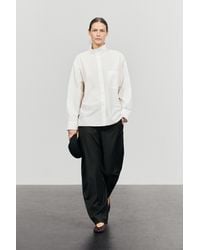 MASSIMO DUTTI - High Neck Poplin Shirt With Pocket Detail - Lyst