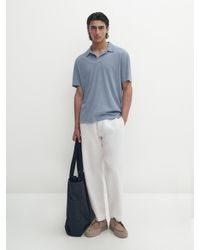 MASSIMO DUTTI - Linen Blend Short Sleeve Polo Shirt - Lyst