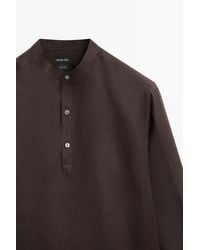 MASSIMO DUTTI - 100% Linen Regular Fit Stand Collar Shirt - Lyst