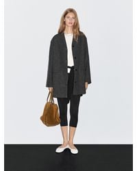 MASSIMO DUTTI - Halblanger Mantel Aus Wollmischgewebe Mit Reverskragen - Lyst