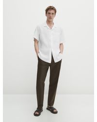 MASSIMO DUTTI - Slim Fit Short Sleeve Linen Shirt - Lyst