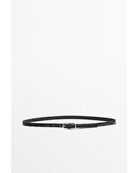 MASSIMO DUTTI - Leather Belt With Oval Buckle And Textured Finish - Lyst