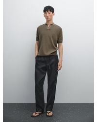 MASSIMO DUTTI - Polo En Maille À Col En V Texturé - Lyst