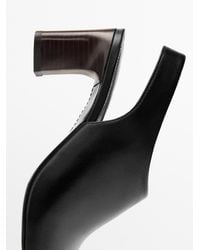 MASSIMO DUTTI - Leather Sandals With Block Heel - Lyst