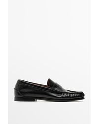 MASSIMO DUTTI - Shirred Soft Leather Loafer - Lyst