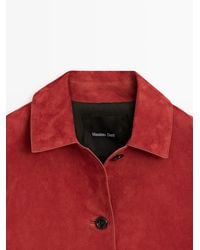 MASSIMO DUTTI - Short Suede Leather Jacket - Lyst