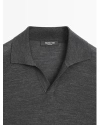 MASSIMO DUTTI - Knit V-Neck Polo Shirt - Lyst