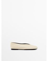 MASSIMO DUTTI - Leren Ballerina's Met Struisvogelprint - Lyst