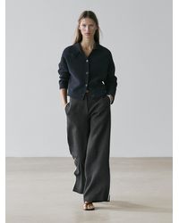 MASSIMO DUTTI - Linen Trousers With Contrast Trim - Lyst