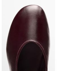 MASSIMO DUTTI - Crackled Leather Ballet Flats - Lyst