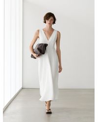 MASSIMO DUTTI - Flowing Linen Blend Midi Dress - Lyst