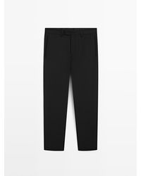 MASSIMO DUTTI - Tailored Barrel Fit Broek Van Drievoudige Wol - Lyst