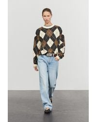 MASSIMO DUTTI - Wool-Blend Argyle Knit Sweater - Lyst