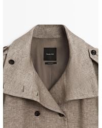 MASSIMO DUTTI - Linen Blend High Neck Trench Coat - Lyst