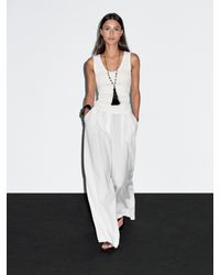MASSIMO DUTTI - Top Avec Liseré Effiloché En Coton Mélangé - Lyst