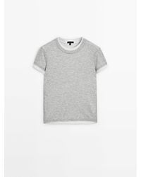 MASSIMO DUTTI - Ribbed Double Short Sleeve T-Shirt - Lyst