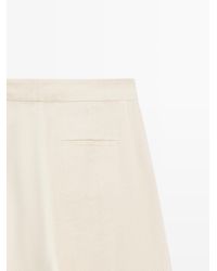 MASSIMO DUTTI - Linen Blend Suit Trousers With Button Detail - Lyst