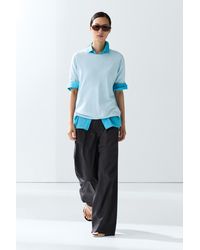 MASSIMO DUTTI - Fine-Knit Short-Sleeve Sweater - Lyst