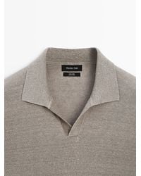 MASSIMO DUTTI - Jersey Polo Cuello Pico Lino - Lyst