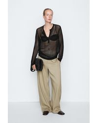 MASSIMO DUTTI - Cutwork Knit Button-Up Sweater - Lyst