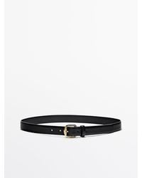 MASSIMO DUTTI - Leather Belt With Square Buckle - Lyst