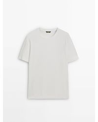 MASSIMO DUTTI - Short Sleeve Linen And Cotton Blend T-Shirt - Lyst