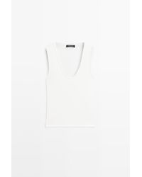 MASSIMO DUTTI - Top Van Katoen Met V-Hals - Lyst