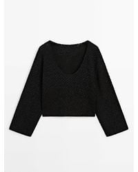 MASSIMO DUTTI - Textured Knit Sweater With Low-Cut Back - Lyst