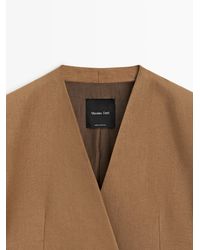 MASSIMO DUTTI - Linen Collarless Double-Breasted Blazer - Lyst
