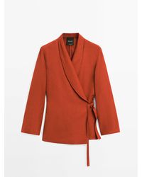 MASSIMO DUTTI - Soepelvallende Kimono Van Linnenmix Met Smokingkraag - Lyst