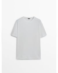 MASSIMO DUTTI - Drop-Shoulder Cotton T-Shirt With A Crew Neck - Lyst
