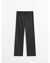 MASSIMO DUTTI - Waxed Trousers With Seam Detail - Lyst