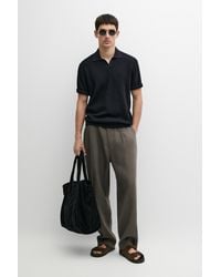 MASSIMO DUTTI - Cotton Blend Knit V-Neck Polo Shirt - Lyst