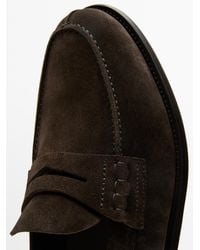 MASSIMO DUTTI - Leather Loafers With Penny Strap - Lyst