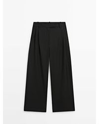 MASSIMO DUTTI - Darted Suit Trousers With Satin Waistband - Lyst